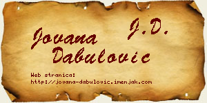 Jovana Dabulović vizit kartica